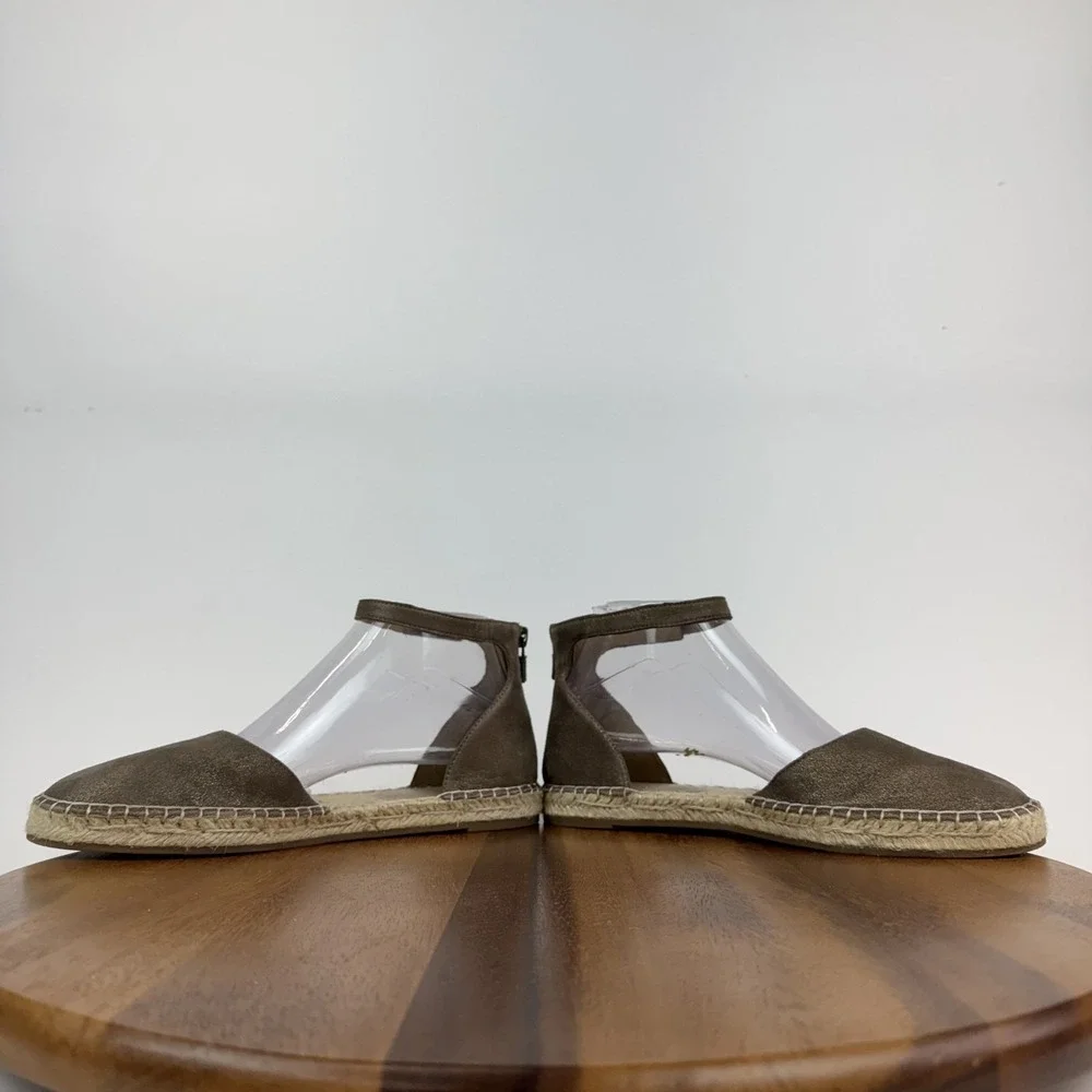 Womens Eileen Fisher Lala Tumbled Metallic Leather Espadrille Sandals‎ Size 8 M